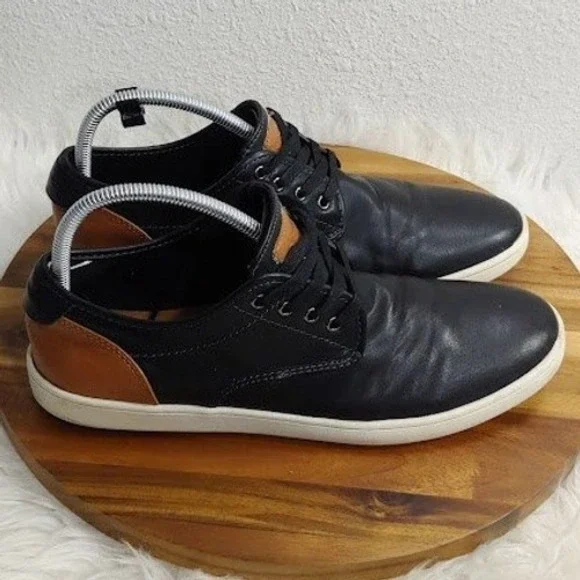 Steve Madden Men Black Tan Casual Sneakers Low Top Lace Up Shoes 10M - Picture 1 of 9